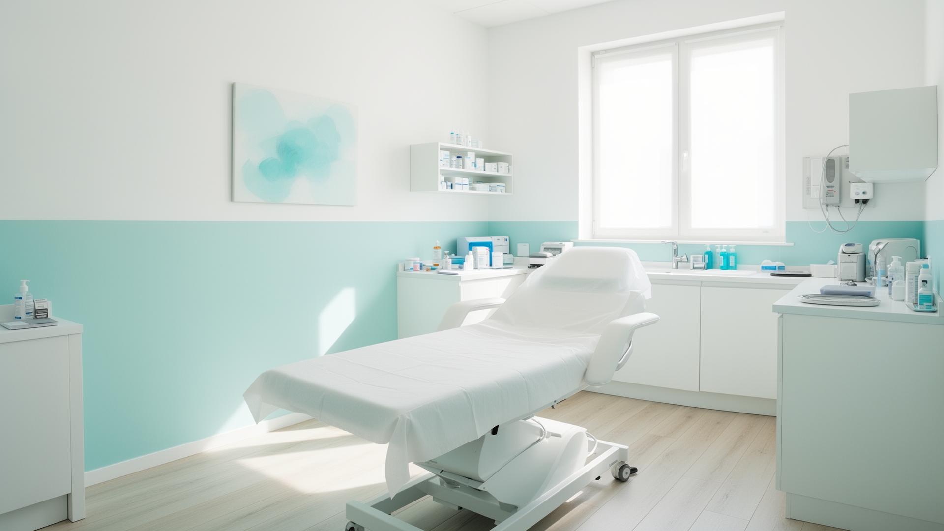 Spotless modern medical exam room cleaned by Panda Cleaning Group